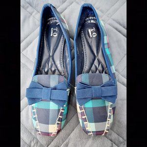 Maimoco TO Brand Plaid Loafers Flats Bow Euro Size 39 US Size 8